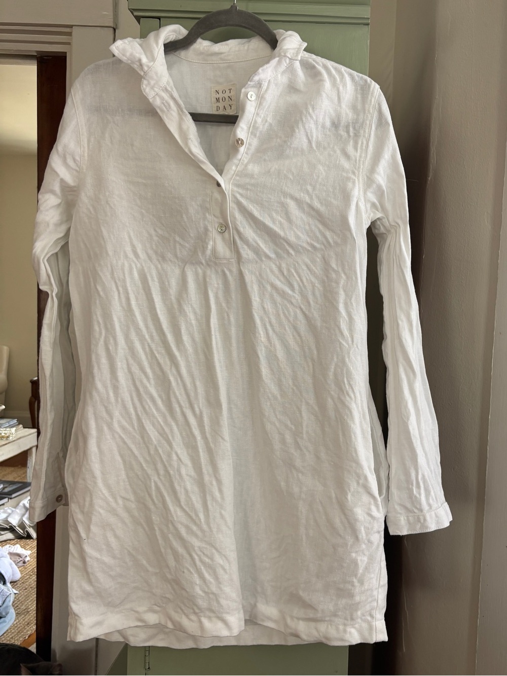 Not Monday White Linen Dress
